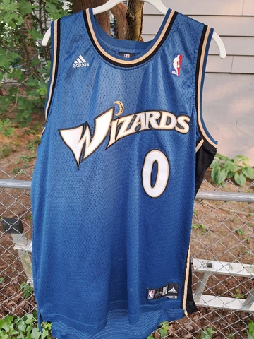 Gilbert Arenas Washington Wizards NBA Blue 0 Jersey Stitched Size Large Cover