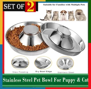 2Pcs Stainless Steel Pet Bowl for Puppy and Cat, Dog Food and Water Feeding Bowl - Picture 1 of 8