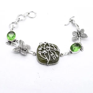Prehnit Peridot Edelstein Handgemachtes Armband Schmuck 19 Gms BR 376 - Bild 1 von 3
