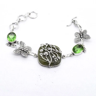 Prehnit Peridot Edelstein Handgemachtes Armband Schmuck 19 Gms BR 376 - Bild 1 von 3