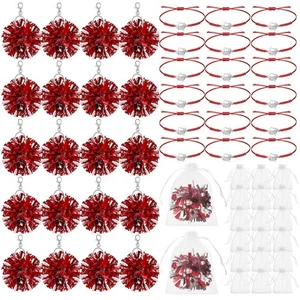 20 Sets Cheerleader Geschenke Großpackung, Bommel Schlüsselanhänger Cheer Armband Organzabeutel 2... - Bild 1 von 6