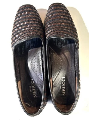 Zapatos planos de ballet Sesto Meucci para mujer de cuero marrón talla 9,5 M hechos en Italia Foto 1 de 4