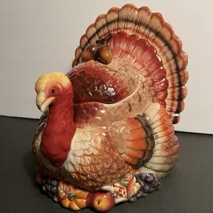 Ceramic Turkey Large Cookie Jar Thanksgiving Canister 10” Rare - Picture 1 of 24