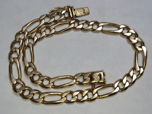 Solid 14k gold 5mm figaro bracelet 10.58 grams - 8.1" - Picture 1 of 12
