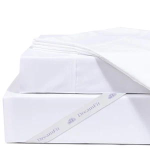 DreamFit DreamCool 100% Egyptian Cotton Cooling Bed Sheet Set with Elastic Co... - Picture 1 of 8