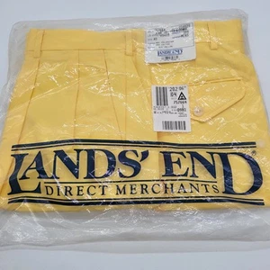 Lands End Vintage New Old Stock Mens SZ 40 Chino Pleated Sun Yellow NWT - Picture 1 of 15