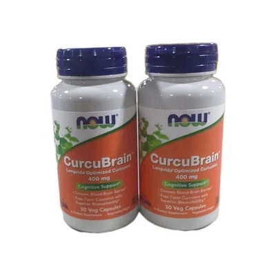 Now Foods CurcuBrain Apoyo Cognitivo 400 mg 50 Cápsulas Vegetales (PAQUETE DE 2) CADUCIDAD 28/10 Foto 1 de 4