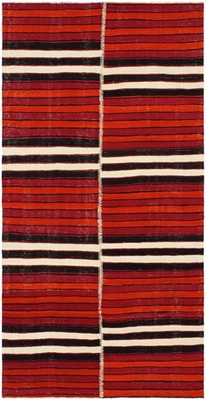 Traditional Vintage Hand Woven Oriental Carpet 5'4" x 10'7" Wool Kilim Area Rug - Image 1 of 4