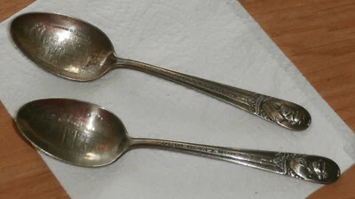 Lote de 2 cucharas presidenciales de recuerdo vintage WM Rogers IS Washington Hayes  Foto 1 de 4