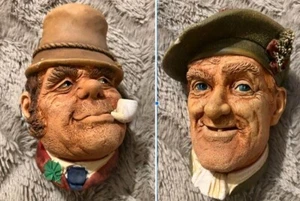 FREE SHIP! Pair of  Bossons’ Chalkware Character Heads "Paddy & Jock" - England - Picture 1 of 24
