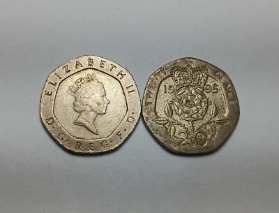 1x 1985-1997 Great Britain 20 Pence - Elizabeth II Third Portrait Type - Image 1 of 2