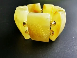 Natural Baltic Amber Elastic Ring /butter color - Picture 1 of 8