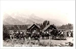 RPPC Church of the Transfiguration Jackson Hole Wyoming Real Photo postcard A5 - Picture 1 of 2