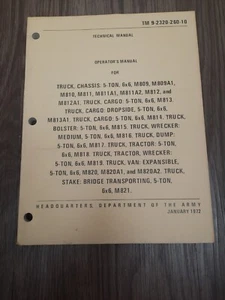 NOS TM9-2320-260-10 Operator's Manual M813 M809 5 ton - Picture 1 of 3