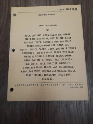 NOS TM9-2320-260-10 Operator's Manual M813 M809 5 ton - Image 1 of 3