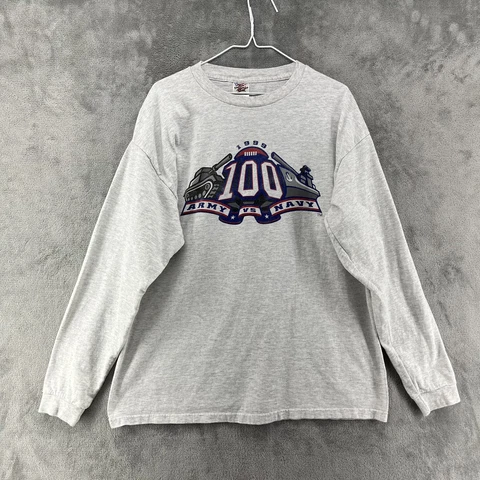 Vintage Army VS Navy Football 100 Year Anniversary T-Shirt Mens XL Gray Long Cover