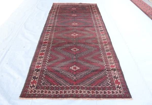 4x9 ft Antique Handmade Afghan Hallway Rug- Turkmen Boho Rug- Wide Hallway Rug - Picture 1 of 15