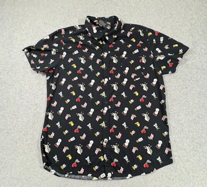 BT21 Shirt Mens XXL Black Animal Print BTS Korean KPOP Anime Short Sleeve Button - Picture 1 of 5
