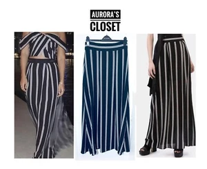 Rag & Bone 8 Black Gabel Maxi Skirt White Stripe Mini Under Skirt Silky $325 - Picture 1 of 7