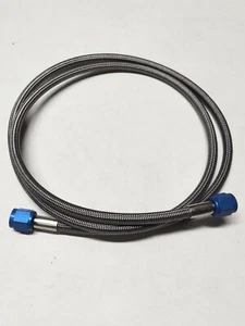 4AN 15' NITROUS OXIDE STAINLESS BRAIDED LINE BLUE ENDS - Picture 1 of 1