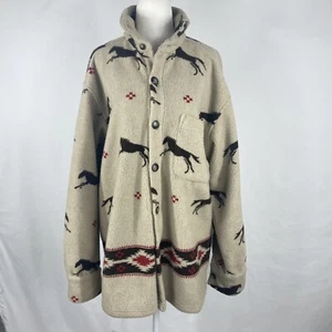 VTG True Horse Print Shirt Jacket Sherpa Western Oversized S True Grit - Picture 1 of 12