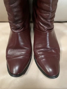 Joyce California~Wine Color~ Leather Boots Size 6M Vintage ~Pull on - Picture 1 of 12