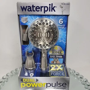 Waterpik Dual PowerPulse Massage 6-Spray Handheld Shower Head Satin Nickel NIB - Picture 1 of 6