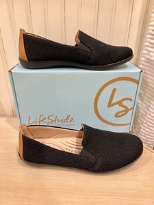 LifeStride Black Women’s Loafers Next Level Slip On Soft Flats Shoes 7 1/2 NIB - Picture 1 of 12