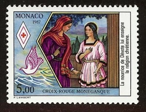 MONACO #1585 MNH XF OG Red Cross "Life of St. Devote" 5,00 Art Paintings 1987 - Picture 1 of 2