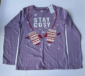 Fatface Girls Lilac Stay Cosy Mittens T-shirt In Various Sizes *BNWT* - Picture 1 of 6