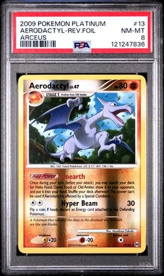 2009 POKEMON PLATINUM ARCEUS AERODACTYL #13 REVERSE FOIL PSA 8 NM #121247836 - Image 1 of 2