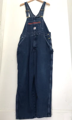 Vintage POINTER Mens Denim Overalls Blue Bibs USA Sz 40x30 Workwear Deadstock - Image 1 of 4