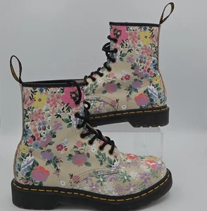Botas de combate florales de cuero crema Dr. Martens 1460 para mujer talla 7M EU 38 USADAS EN EXCELENTE ESTADO - Imagen 1 de 10