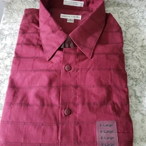 Pierre Cardin Men's Burgundy Button Down L/S Dress Shirt Modern Sport XL 17-17.5 - Picture 1 of 7