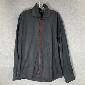 Absolute Rebellion Slim Fit Button Down Shirt Black Red Accent Long Sleeve Sz XL - Picture 1 of 12