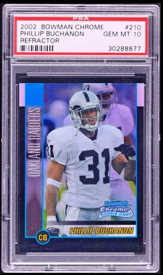 Phillip Buchanon 2002 Bowman cromo refractor RC 303/500 PSA 10 gemas como nuevo Foto 1 de 2