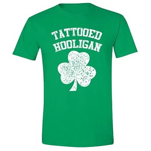 Men's St. Patrick's Day Clover Shamrock Tattooed Hooligan Unisex T-Shirt - Picture 1 of 9