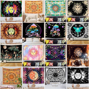 Large Sun Moon Wall Hanging Mushroom Tapestry Blanket Decor Bedspread Art Throw