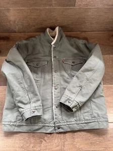 Levis Trucker Jacket Sherpa Lined Sage Green Mens XL Excellent - Picture 1 of 5