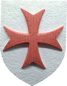 Blason croix des templiers croix des hospitaliers plâtre peint artisan Français