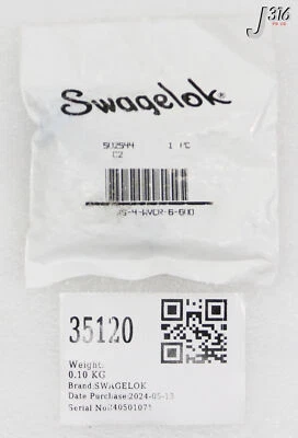 35120 SWAGELOK TUBE FITTING CONNECTOR, 1/4" (NEW) SS-4-WVCR-6-600 - Image 1 of 4