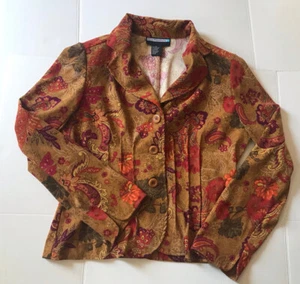 VTG Requirements sz.10 paisley blazer shoulder pads VGC tailored back suede feel - Picture 1 of 10