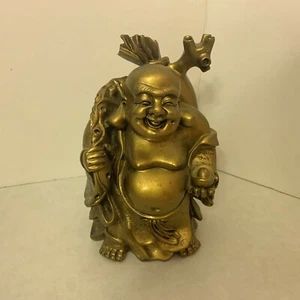 Laughing Buddha - Lucky and Happiness - 10 Inches Tall - Gold Fortune - Picture 1 of 10