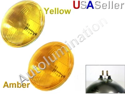 5-3/4" Amber Yellow Sealed High Beam Headlight Fog Light Headlamp Bulb 12v H5001 - Image 1 of 2