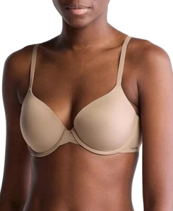 Calvin Klein 38DD Beige Perfectly Fit Lightly Lined T Shirt Bra Memory Touch NEW - Picture 1 of 2