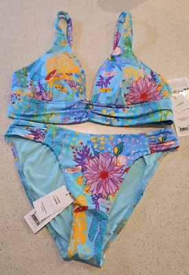 Seafolly Under The Sea Longline Tri Bikini Set  Size AU-16  RRP $220 - Image 1 of 4