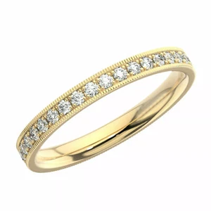 14k Yellow Gold 0.7CT IGI Lab Grown Diamond Milgrain Eternity Band For Wedding - Picture 1 of 4