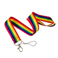 Gay Lanyard Rainbow Striped Flag Card ID Holder Red Orange Yellow Green Blue UK