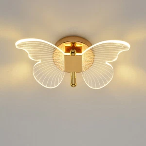LED Bedroom Wall Light Aisle Crystal Butterfly Ceiling Lamp Fixture Triple Color - Picture 1 of 17