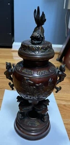 Japanische Meiji Periode Bronze Antik Räuchergefäß Foo Hund Dekoration um 1800 - Bild 1 von 12